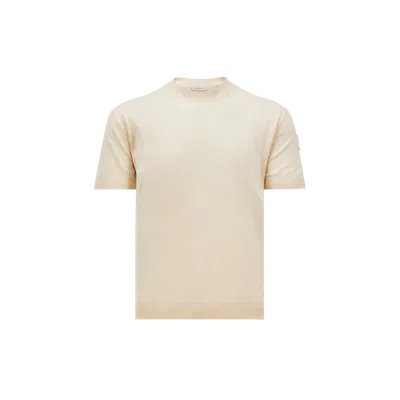 Moncler Silk & Cotton Knit T-shirt, Men, White, Size: Xl
