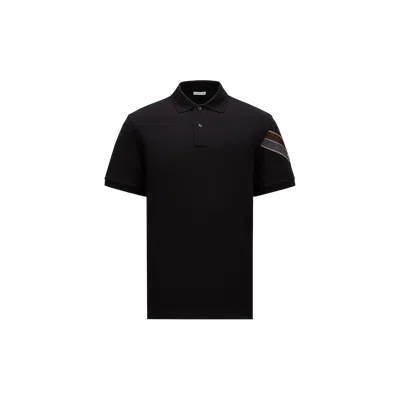 Moncler Tricolor-trimmed Cotton Piquet T-shirt Black