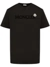 Moncler Men T-shirt With Flocked Cotton Logo In Black