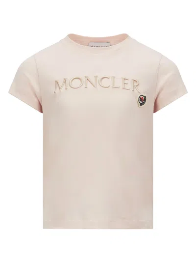 Moncler Kids' Logo T-shirt In Pink & Purple