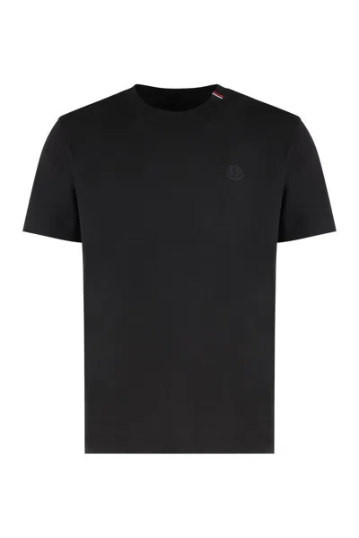 Moncler Soft Cotton Short Sleeve Crew Neck T-shirt In Black