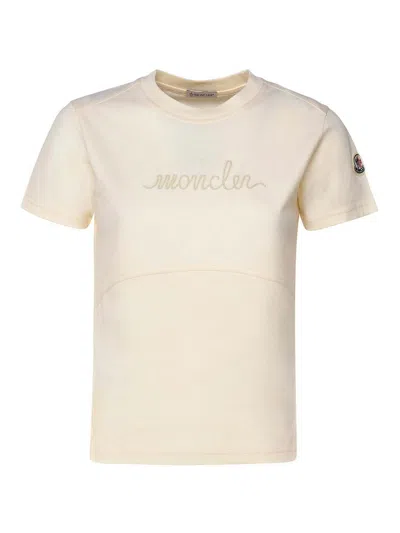 Moncler T-shirt In Cotton In White