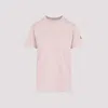 Moncler Nude Cotton T-shirt With Embroidered Logo In Light Pink