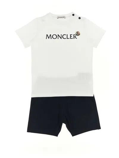 Moncler Kids' T-shirt + Logo Bermuda Suits In Multi