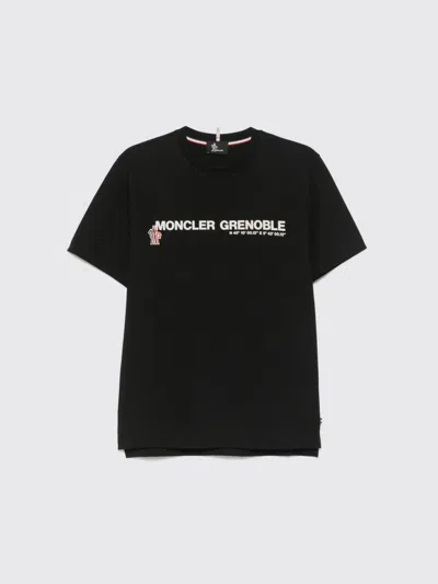 Moncler Grenoble Black Stretch Cotton T-shirt In Brown