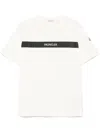 Moncler T-shirt In Cotone Con Logo Gommato In Weiss