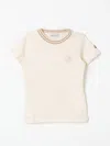 MONCLER T-SHIRT MONCLER KIDS COLOR CREAM,F82295078