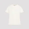 Moncler Crew Neck Cotton T-shirt With Embroidered Logo In Natural