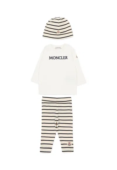 Moncler T-shirt, Pants, And Hat Set In Neutral