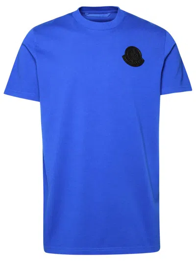 Moncler T-shirt Patch Logo In Blue