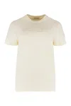 Moncler Crystal Logo Cotton T-shirt In Neutral