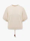 Moncler Crew Neck Puff Sleeve Nylon Top In White