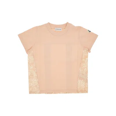 Moncler T-shirt With Back Floral Motif Kids In Pink