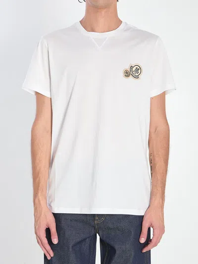 Moncler T-shirt With Double Logo Patches In White