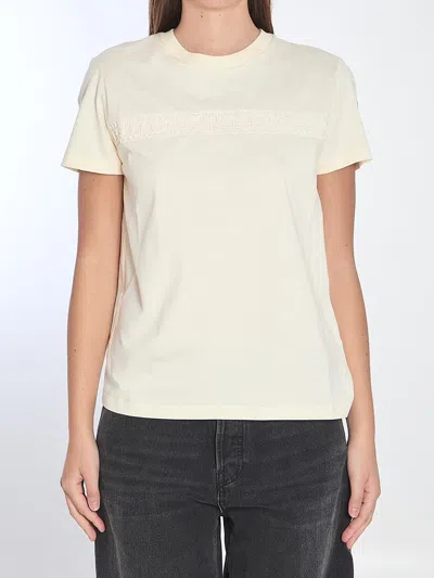 Moncler T-shirt With Embroidered Logo In White