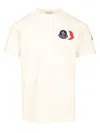 Moncler Ivory Cotton Tricolour Logo T-shirt In White