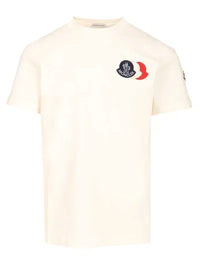 MONCLER T-SHIRT WITH EMBROIDERED TRICOLOUR LOGO