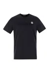 Moncler Men T-shirt With Flocked Cotton Logo In Black
