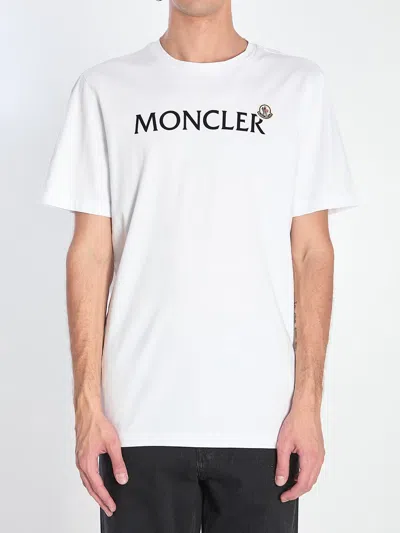 MONCLER T-SHIRT WITH FLOCKED LOGO