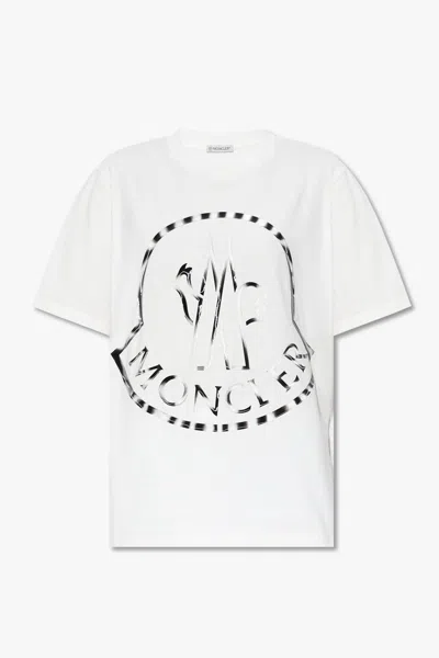 Moncler Logo Printed Crewneck T-shirt In Bianco