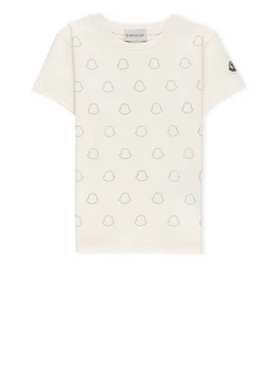 Moncler Kids' T-shirt With Logo In Ivory