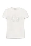 Moncler Women White Cotton Rhinestone Logo T-shirt In White