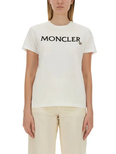 Moncler Embroidered Organic Cotton Logo T-shirt In White