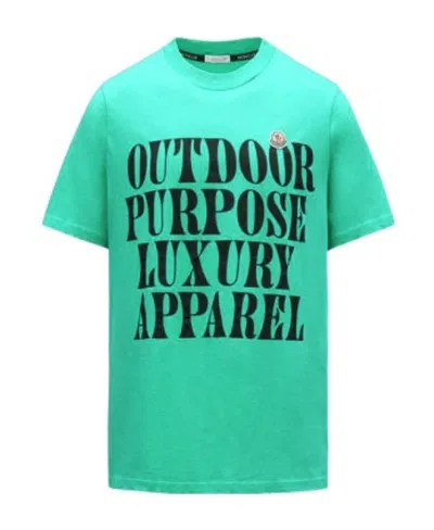Moncler T-shirt With Round Neck And Short Sleeves In Green