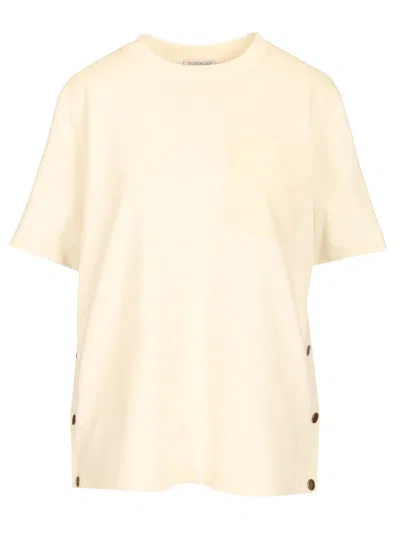 Moncler T-shirt With Side Buttons In Brown