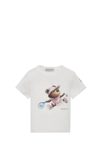 Moncler Kids' T-shirt With Tennis Motif In White