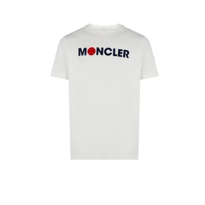Moncler T-shirt With Velvet Logo In Burgundy