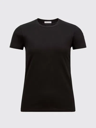 Moncler Cotton Ribbed Crewneck Short-sleeve T-shirt In Black