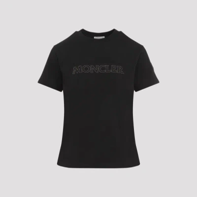 Moncler Logo Embellished Crewneck T-shirt In Black