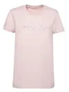 Moncler Pink T-shirt With Embroidered Logo On The Front And Logo Patch On The Sleeve In Cotton Woman In Pink