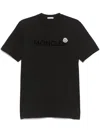 Moncler Men T-shirt With Flocked Cotton Logo In Black