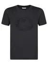 Moncler Logo Rhinestone T Shirt In Black