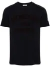 Moncler T-shirt Mit Beflocktem Logo In Blue