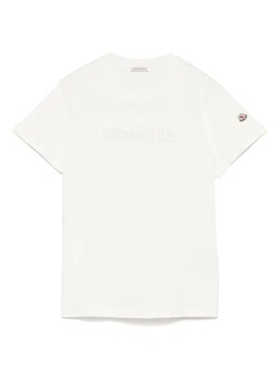 Moncler Logo Cotton T-shirt In Neutral