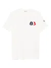 Moncler Cotton T-shirt With Ribbed Crew Neck And Signature Logo Patches In Neutral