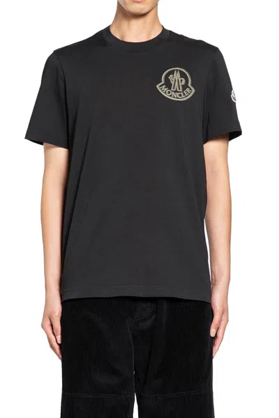 Moncler Flocked Logo T-shirt In Black