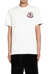 Moncler Flocked Logo T-shirt In Organic Cotton With Aesthetics In White