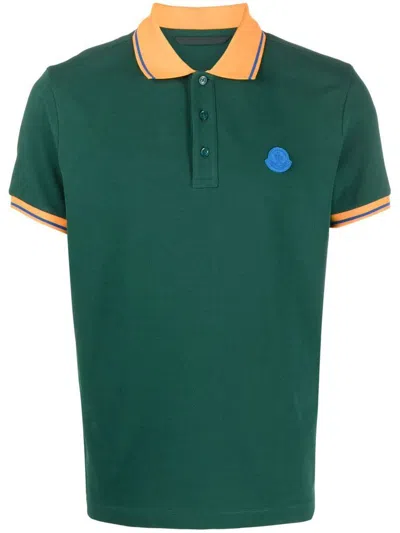 Moncler Logo-patch Cotton Polo Shirt In 87e