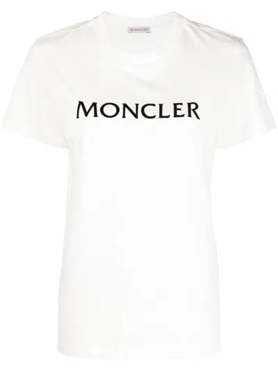 Moncler Womens Branded Cotton T Shirt In White