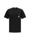 Moncler Ribbed Crew Neck Cotton T-shirt With Flap Pocket In Black