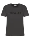 Moncler Biologic Cotton T-shirt With Embroidered Logo In Black