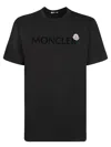 Moncler Men T-shirt With Flocked Cotton Logo In Black