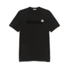 Moncler Men T-shirt With Flocked Cotton Logo In Black