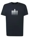 Moncler Cotton T-shirt With Shaded Logo In Blue