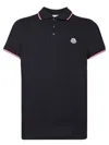 Moncler Dark Blue Logo Patch Polo Shirt In Blue