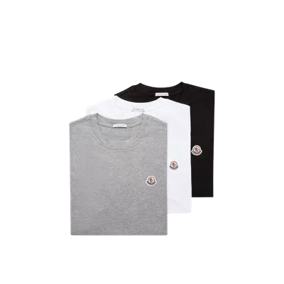 MONCLER LOGO PATCH COTTON T-SHIRT (PACK OF THREE), MEN, MULTICOLOUR, SIZE: XXL